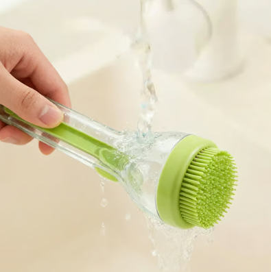 Brosse de bain pour animaux avec distributeur de shampoing et poils de massage doux