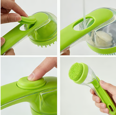 Brosse de bain pour animaux avec distributeur de shampoing et poils de massage doux