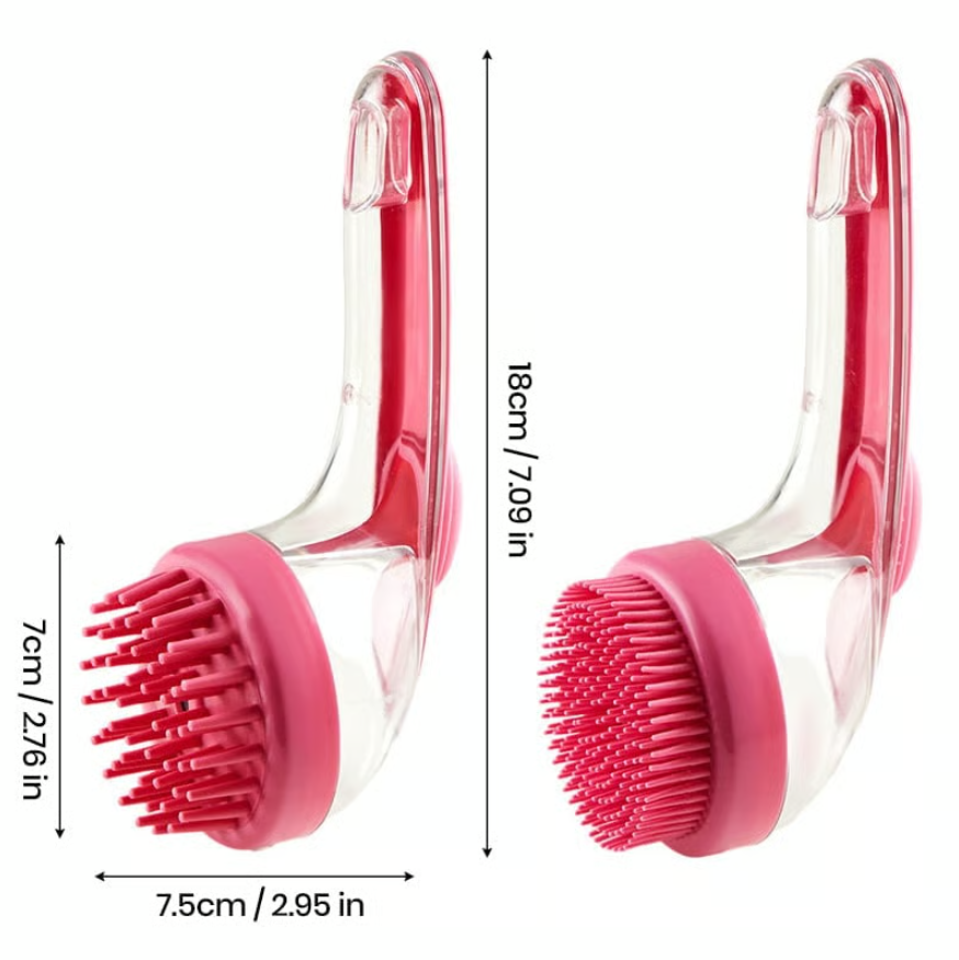 Brosse de bain pour animaux avec distributeur de shampoing et poils de massage doux