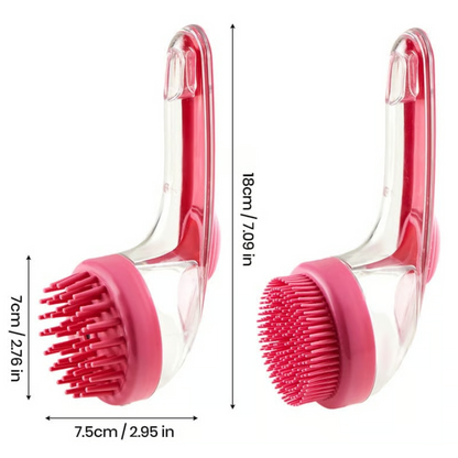 Brosse de bain pour animaux avec distributeur de shampoing et poils de massage doux