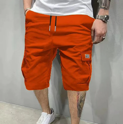 Short cargo pour homme à cordon de serrage et poches multiples