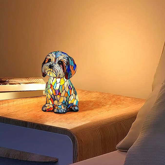 Veilleuse en verre 3D en forme de chat, rechargeable par USB, avec lumière chaude