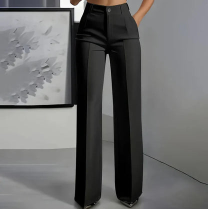 Pantalon Femme Taille Haute à Coupe Droite Tailleur