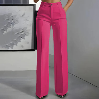 Pantalon Femme Taille Haute à Coupe Droite Tailleur