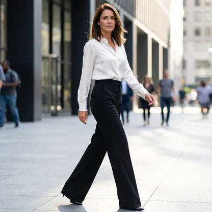Pantalon Femme Taille Haute à Coupe Droite Tailleur