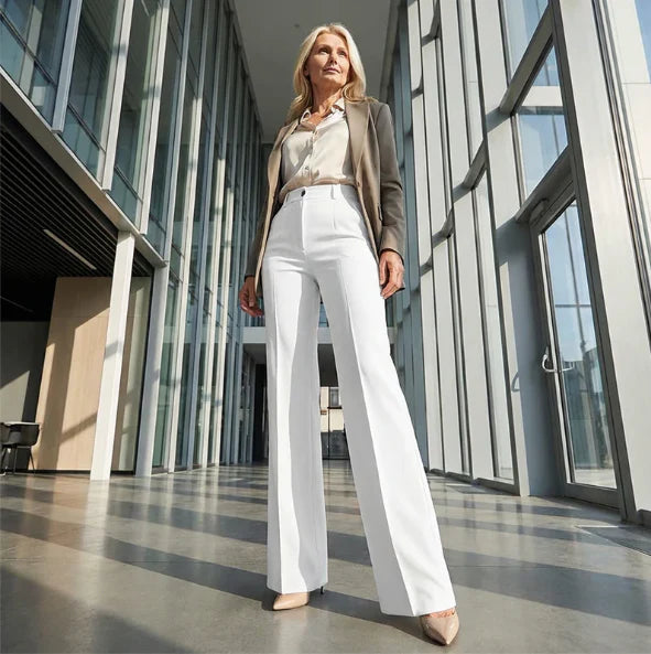 Pantalon Femme Taille Haute à Coupe Droite Tailleur