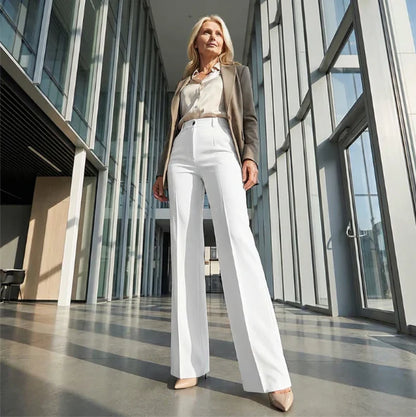 Pantalon Femme Taille Haute à Coupe Droite Tailleur