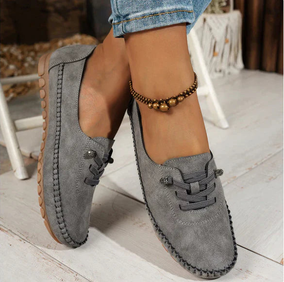 Mocassins Décontractés à Lacets en Effet Cuir pour Femmes