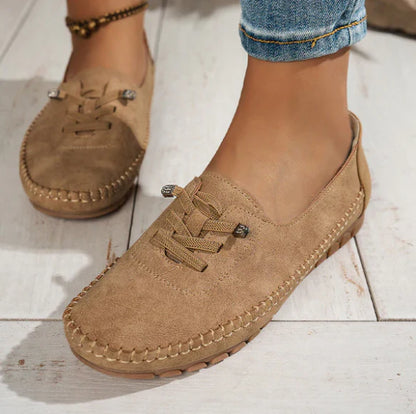 Mocassins Décontractés à Lacets en Effet Cuir pour Femmes