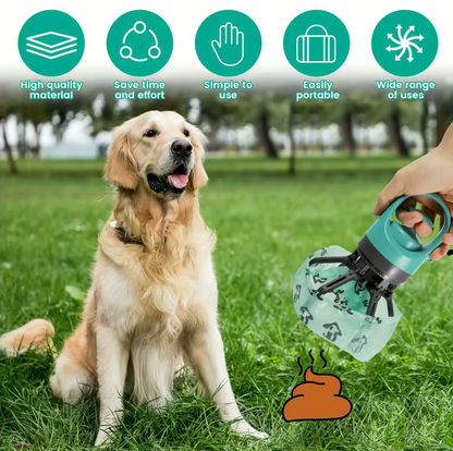 Ramasse-déjections canines portable avec distributeur de sacs intégré