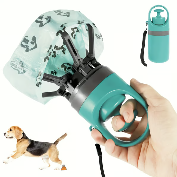 Ramasse-déjections canines portable avec distributeur de sacs intégré