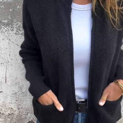 Veste en maille zippée et confortable pour femme avec poches