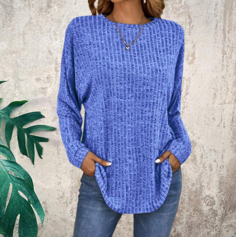Haut en maille à manches longues pour femme, coupe ample et douce