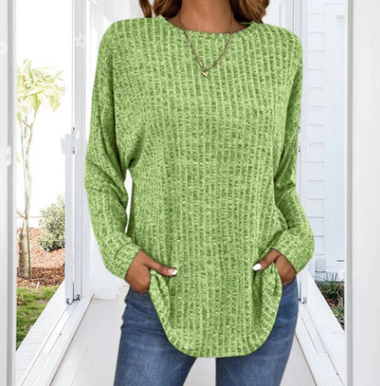 Haut en maille à manches longues pour femme, coupe ample et douce