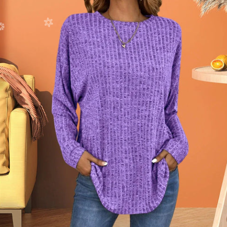 Haut en maille à manches longues pour femme, coupe ample et douce