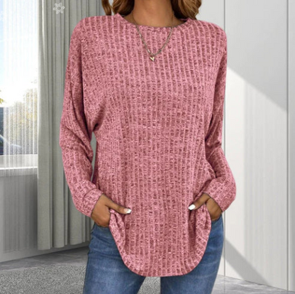 Haut en maille à manches longues pour femme, coupe ample et douce