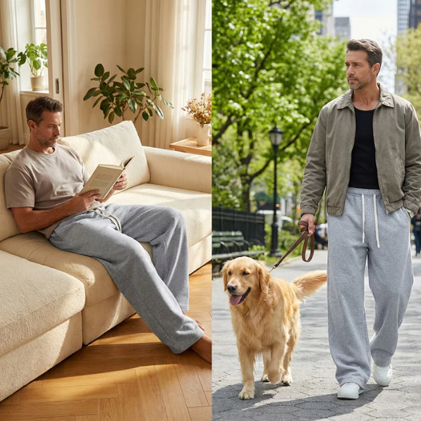 Pantalon uni décontracté à cordon de serrage pour homme
