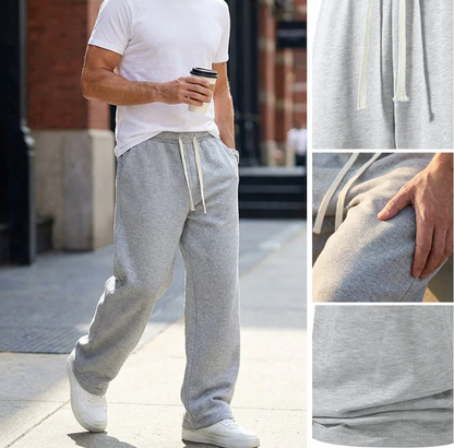 Pantalon uni décontracté à cordon de serrage pour homme