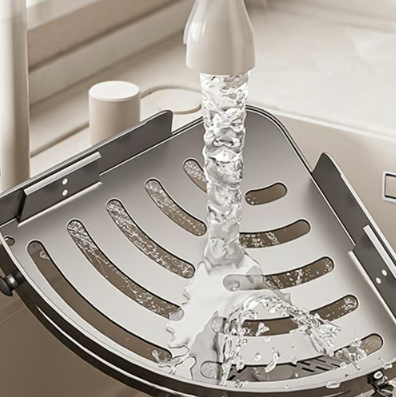 Étagère de rangement d'angle adhésive pour salle de bain