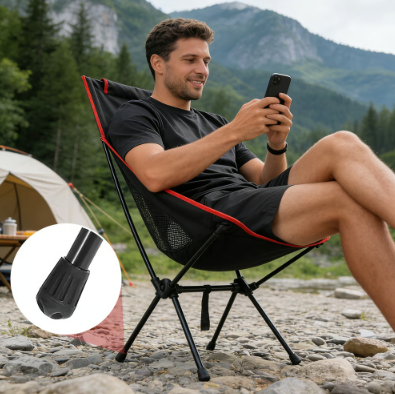 Chaise de camping pliante portable avec soutien lombaire et cadre stable