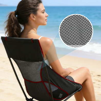 Chaise de camping pliante portable avec soutien lombaire et cadre stable