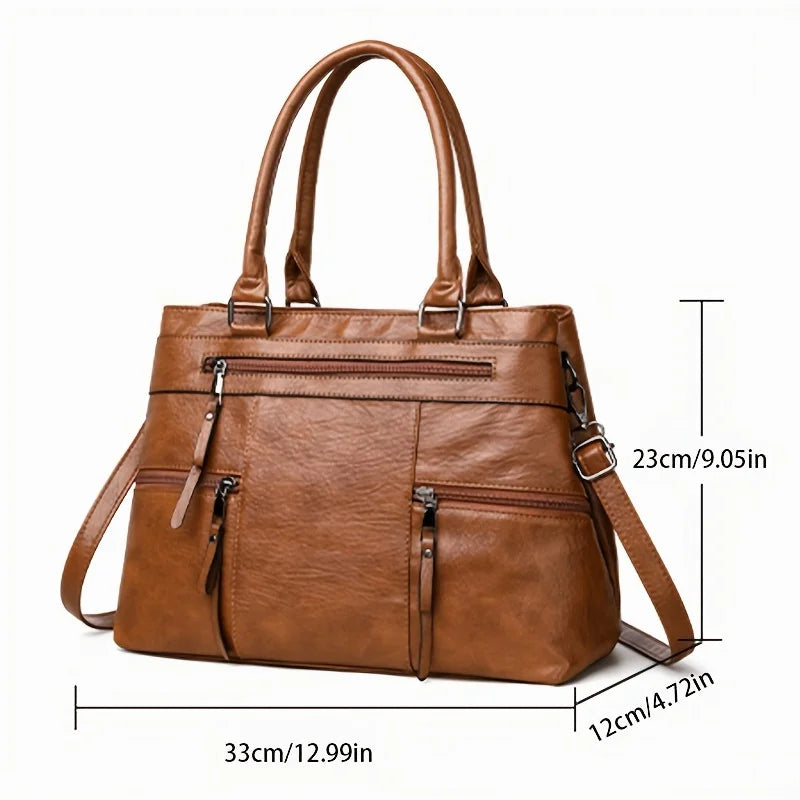 Sac Cabas Femme Organisé en Similicuir Vegan à Multiples Poches