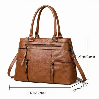 Sac Cabas Femme Organisé en Similicuir Vegan à Multiples Poches