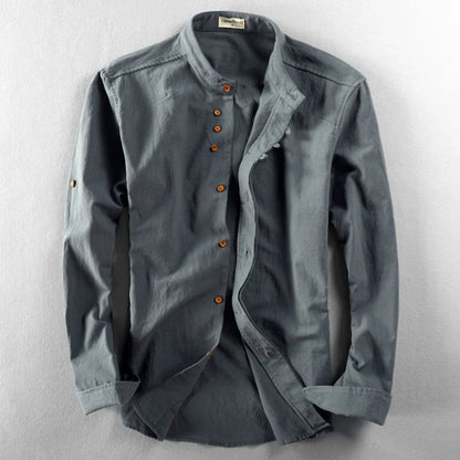 Chemise décontractée pour homme en lin mélangé d'inspiration japonaise