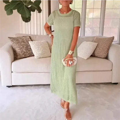 Ensemble robe nuisette et superposition en dentelle au crochet pour femme