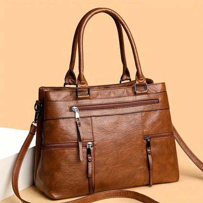 Sac Cabas Femme Organisé en Similicuir Vegan à Multiples Poches