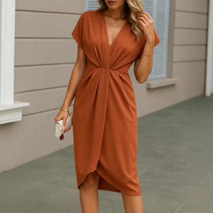 Robe midi portefeuille élégante pour femme