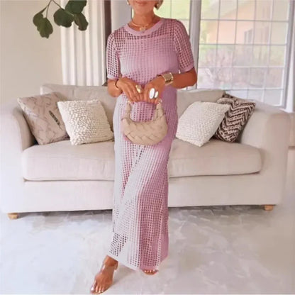 Ensemble robe nuisette et superposition en dentelle au crochet pour femme