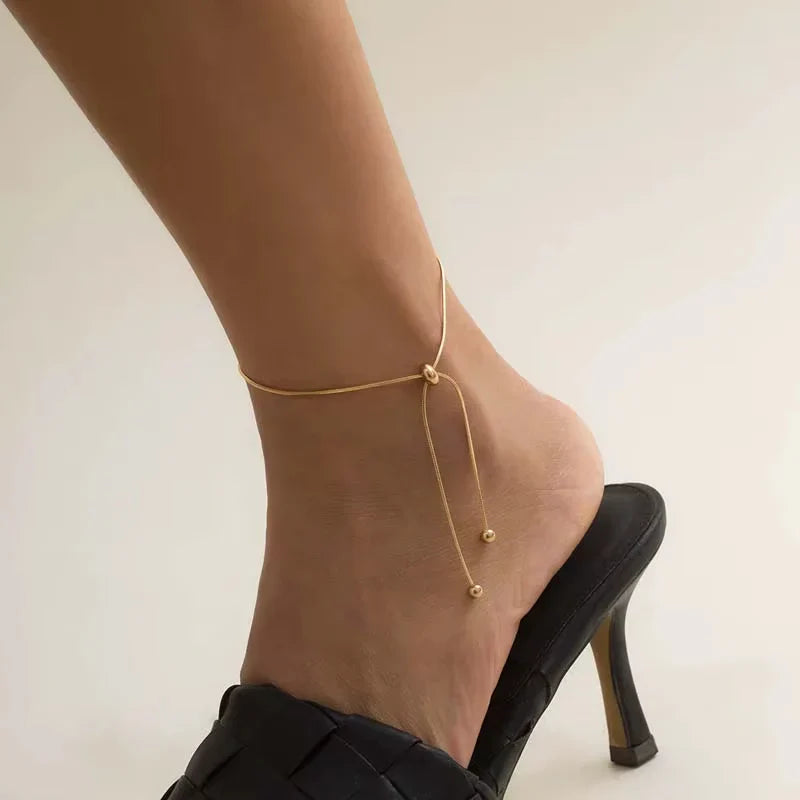 Cheville ajustable à chaîne serpent polie pour femme