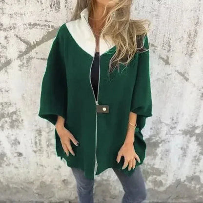Veste décontractée à col montant et demi-zip pour femme