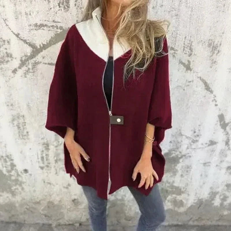 Veste décontractée à col montant et demi-zip pour femme