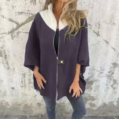 Veste décontractée à col montant et demi-zip pour femme