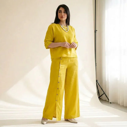 Ensemble coordonné PureLoom en coton et lin décontracté pour femme