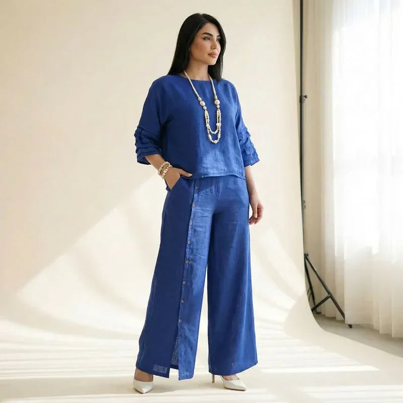 Ensemble coordonné PureLoom en coton et lin décontracté pour femme