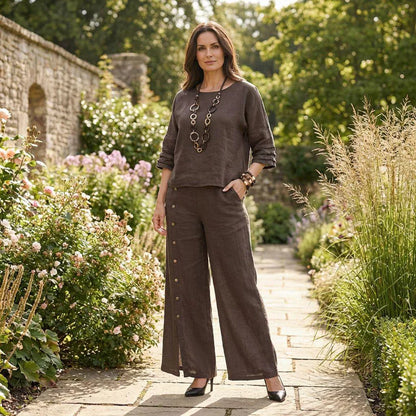 Ensemble coordonné PureLoom en coton et lin décontracté pour femme