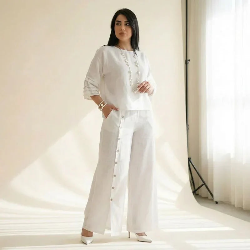 Ensemble coordonné PureLoom en coton et lin décontracté pour femme