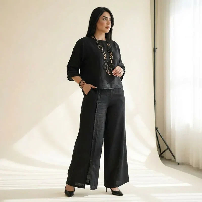 Ensemble coordonné PureLoom en coton et lin décontracté pour femme