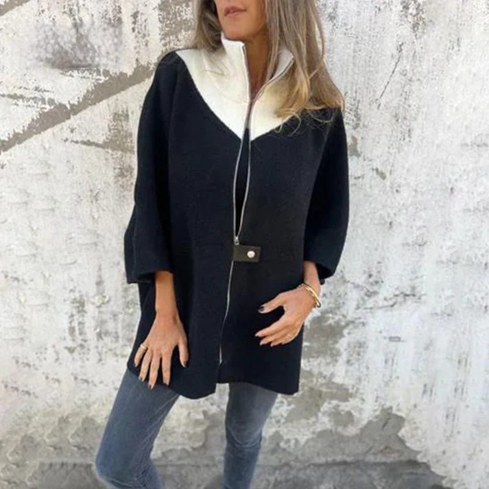 Veste décontractée à col montant et demi-zip pour femme