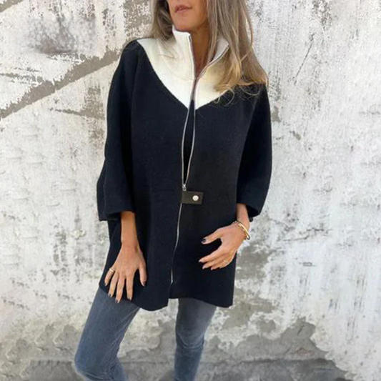 Veste décontractée à col montant et demi-zip pour femme