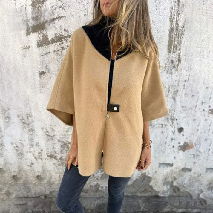 Veste décontractée à col montant et demi-zip pour femme