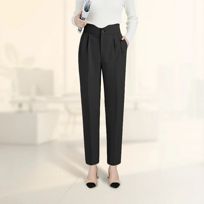Pantalon élégant plissé à jambes droites pour femme, style décontracté chic