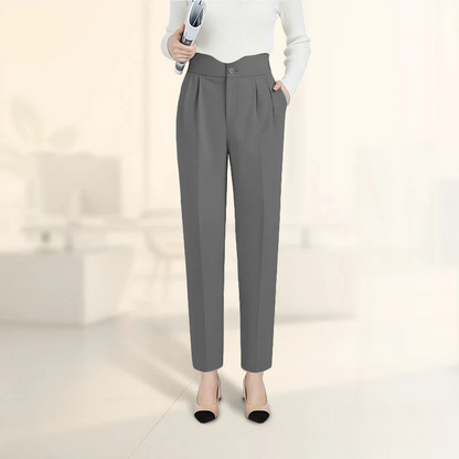 Pantalon élégant plissé à jambes droites pour femme, style décontracté chic