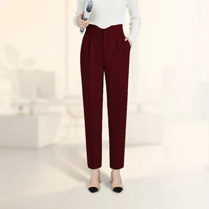 Pantalon élégant plissé à jambes droites pour femme, style décontracté chic