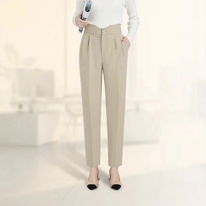 Pantalon élégant plissé à jambes droites pour femme, style décontracté chic