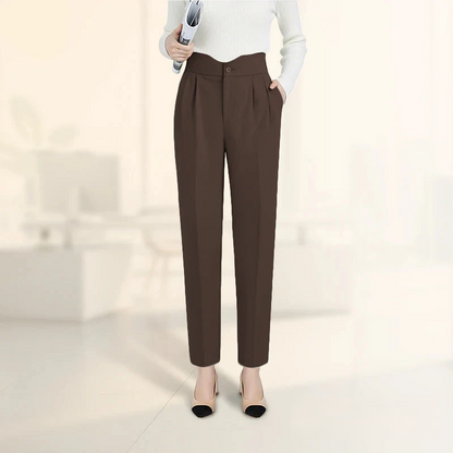 Pantalon élégant plissé à jambes droites pour femme, style décontracté chic