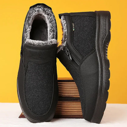 Bottes de neige chaudes pour hommes, résistantes à l’eau et antidérapantes, en polaire d'hiver